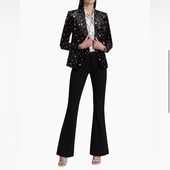 L’AGENCE Velvet Kenzie Star Blazer Jacket ~ Black Silver XS 2 New metallic - Picture 5 of 13